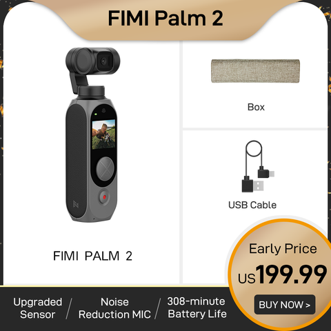 FIMI PALM 2 Gimbal Camera palm2 FPV 4K 100Mbps WiFi Stabilizer 308 min Noise Reduction MIC Face Detection Smart Track In stock ► Photo 1/6