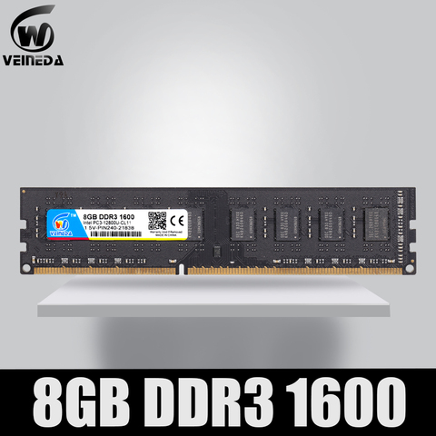VEINEDA Memoria 16gb ddr3 2x8gb Dimm Ram ddr3 1600 pc3-12800 For Intel AMD Desktop Mobo ► Photo 1/6