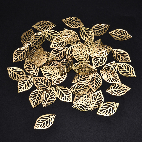 50Pcs Leaves Filigree Metal Crafts Jewelry DIY Accessories Pendant Chinese Costume Bride Coronet Metal Leaves ► Photo 1/6