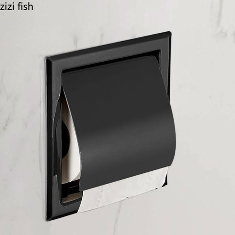 Modern Simple Tissue Holder Matte Toilet Paper Holder Bathroom Embedded Shelf Basket Paper Towel Dispenser Home Decoration ► Photo 1/6