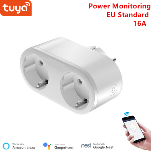 EU standard 2in1 Tuya Smart life WiFi outlet , compatible with Google home and Alexa ,Smart socket for home automation system ► Photo 1/6
