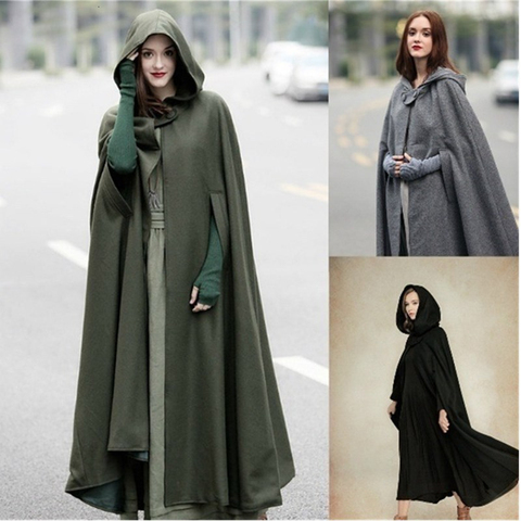 Medieval Gothic Hooded Cloak Thin Coat Women Vintage Vampire Devil Capes Viking Pirate Robes Overcoat Halloween Cosplay Costumes ► Photo 1/1