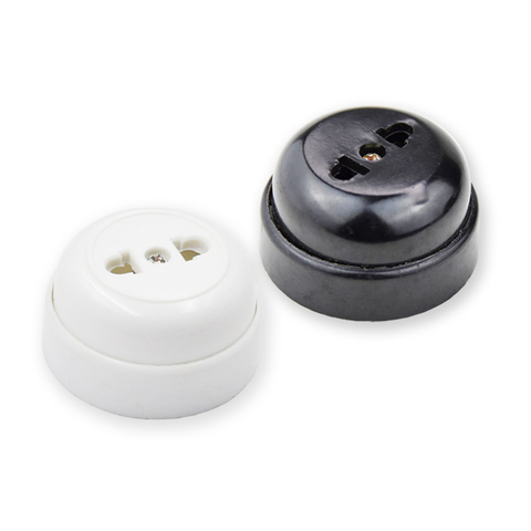 Retro Electrical Socket Wall Outlet Round-shaped EU Socket Brown Black  White Black 10A250V ► Photo 1/6