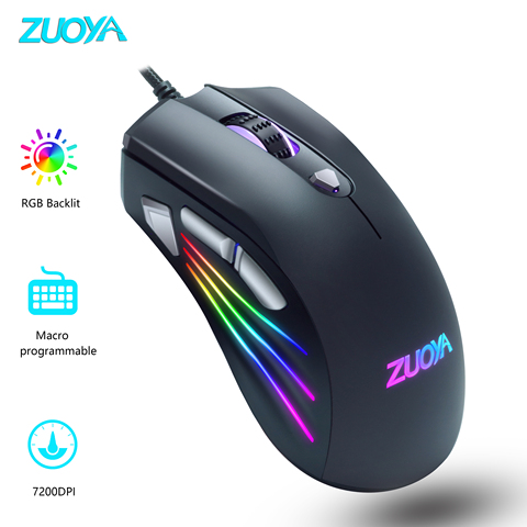 RGB Gaming Mouse 7 Buttons Wired Programmable Ergonomic USB Mice 7200 DPI Backlit for PC Gamer Computer Desktop ► Photo 1/6