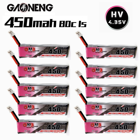 GNB 1S 450MAH 3.8V 80C Max 160C 4.35V HV Lipo battery for M80S Tiny7 Beta75S Emax Tinyhawk Snapper7 Drone with PH2.0 Plug 10PCS ► Photo 1/6