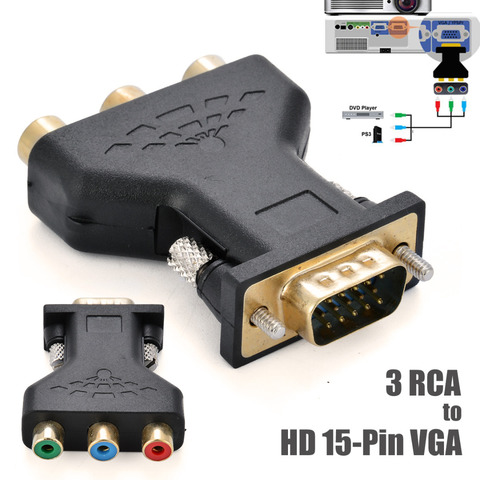 New Arrival VGA RCA Adapter 3RCA Video Female To HD 15 Pin VGA Converter Style Component Video Jack Adapter ► Photo 1/1