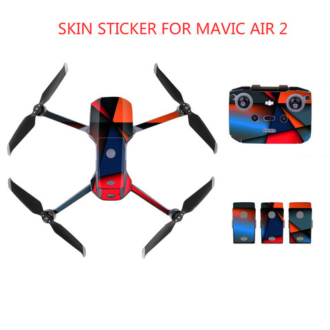 PVC Skin Stickers for DJI Mavic Air 2 Drone Decal Skin Sticker Drone Body + Remote Controller + 3 Battery Protective Film Cover ► Photo 1/6
