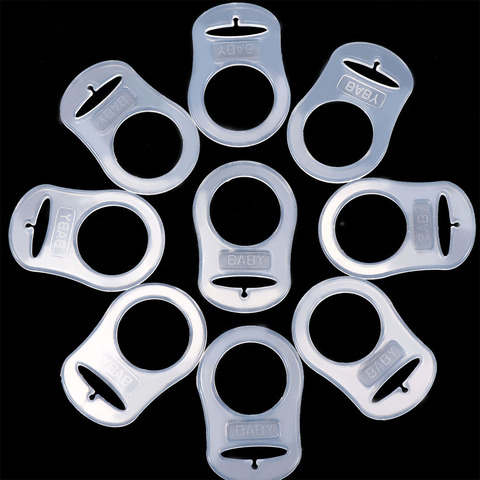 10pcs/set Baby Dummy Pacifier Holder Clip Clear Silicone Button Baby Mam Ring Dummy Pacifier Holder Clip Adapter Baby accessorie ► Photo 1/6