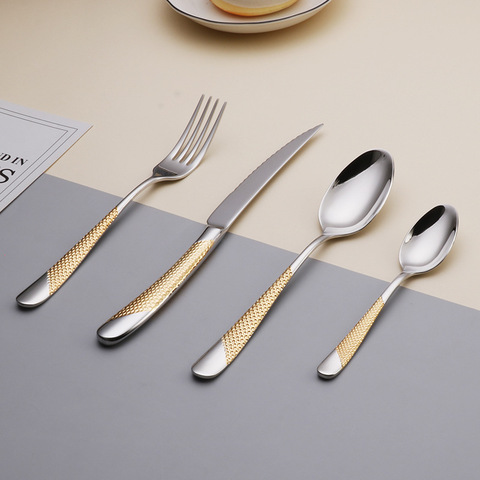 Kitchen Tableware Cutlery Set Silver Cutlery Set Stainless Steel Luxury Dinnerware Fork Spoon Knife Western Dinner Set Gold ► Photo 1/6