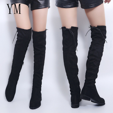 3 Colour Thigh High Boots Female Winter Boots Women Over the Knee Boots Flat Stretch Sexy Fashion Shoes 2022 New Riding Boots 43 ► Photo 1/4