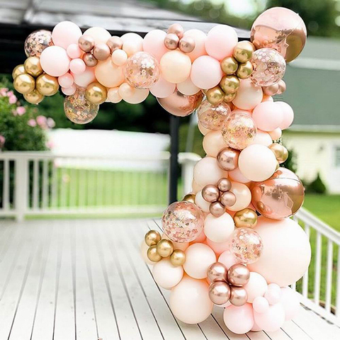 96pcs Morandi Peach Balloon Garland Arch Kit Chrome Rose Gold 4D Ballon for Baby Shower Wedding Birthday Party Decor Globos ► Photo 1/6