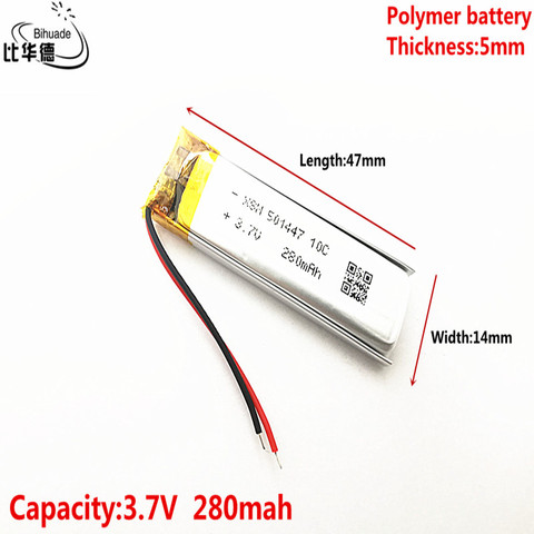 3.7V,280mAH 10C 501447 Polymer lithium ion / Li-ion battery for E-cigarette battery GPS,mp3,mp4 ► Photo 1/5