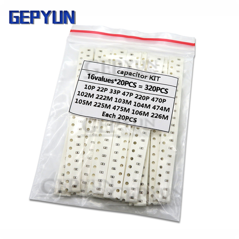 16values*20pcs=320pcs 0603 0805 1206 SMD Capacitor assorted kit component diy Gepyun samples kit ► Photo 1/1