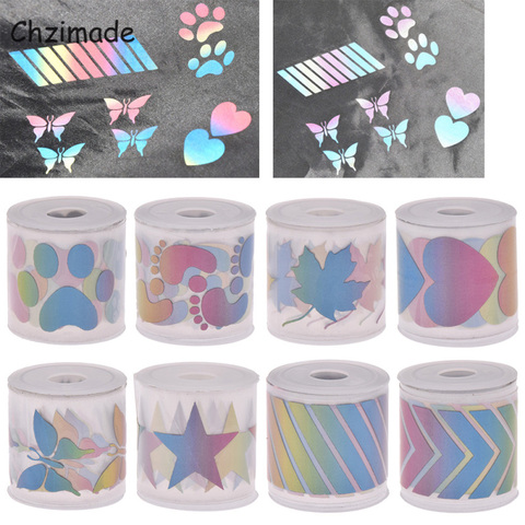 Chzimade 1Mx3cm Colorful Star Footprint Reflective Sticker Tapes Heat-transfered Vinyl Film For DIY Iron On Garment Sewing Craft ► Photo 1/6