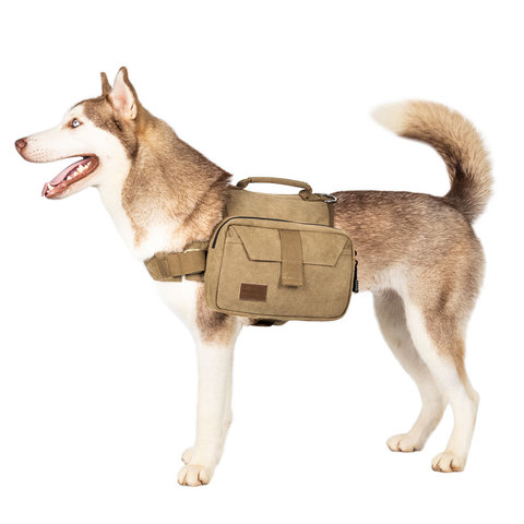 OneTigris Cotton Canvas Dog Pack Hound Travel Camping Hiking Saddle Bag Rucksack Dog Backpack for Medium & Large Dog ► Photo 1/6
