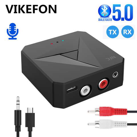 Bluetooth 5.0 Receiver Transmitter 3.5mm AUX Jack RCA Music Wireless Audio Adapter Handsfree Call Mic NFC Car Kit For TV Auto ON ► Photo 1/6