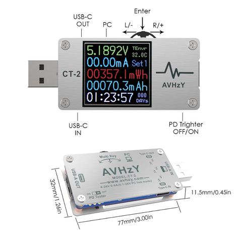 AVHzY CT-2 USB Power Meter Tester Digital Multimeter Current Tester Voltage Detector DC 26.0000V 6.0000A Test Speed of Charger ► Photo 1/4