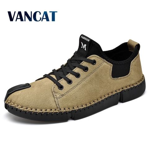 2022 New Spring Men Casual Shoes Handmade Leather Loafers Outdoor Men's Shoes Quality Split Leather Flat Moccasins Men Sneakers ► Photo 1/6