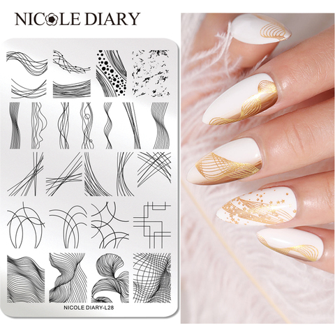 NICOLE DIARY Special Line Design Summer Fruits Stamp Plates Leaf Flower Nail Art Stamping Template Printing Stencil Image Tool ► Photo 1/6
