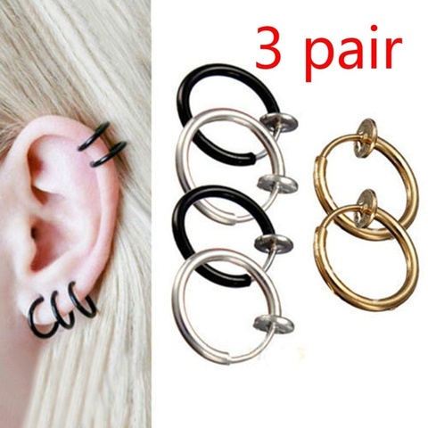 Celeb 3 pair  Fake Nose Lips Ring Spring Clip Hoop Earring Unisex Piercing Septum ► Photo 1/5