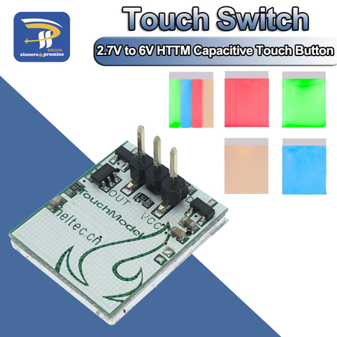 10PCS Blue Red Green and Yellow color Capacitive touch switch button module 2.7 V to 6 V anti-jamming is strong HTTM series ► Photo 1/1