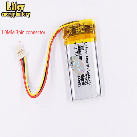 1.0MM 3pin connector 402035 300mah 3.7v DVR car recorder high-temperature li-po polymer rechargeable lithium battery ► Photo 1/3