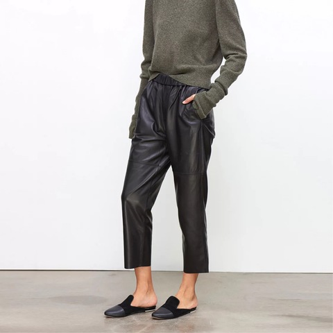 Women pnats Real leather pants Women leather trousers high waist harem pants plus size 2022 new Elastic waist streetwear pants ► Photo 1/6