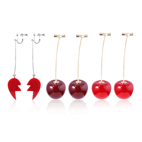 Anime JoJos Bizarre Adventure Noriaki Cherry Drop Earrings 2022 JOJOS Kujo Jotaro Broken Heart Stud Ear Clip Men Cosplay Jewelry ► Photo 1/6