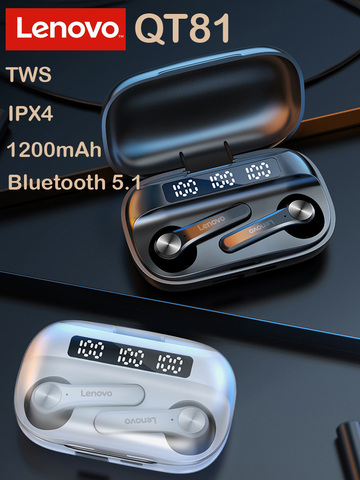 Original Lenovo QT81 TWS Earphone Bluetooth 5.1 Wireless Stereo Sound Headset Touch Button 1200mAh Bttery Mobile Power Bank ► Photo 1/6