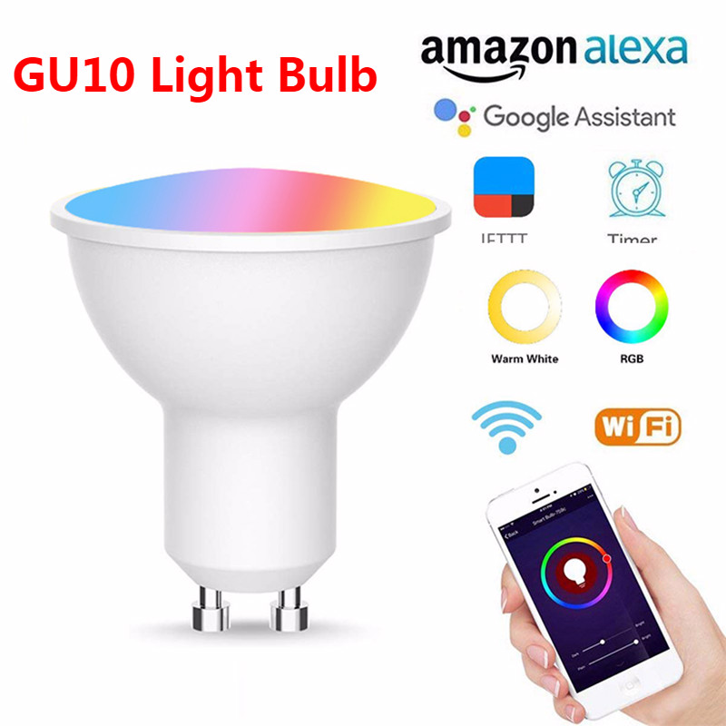 GU10 RGB Smart Bulb Wireless WiFi App Remote Control Lamp For Alexa Google Home 