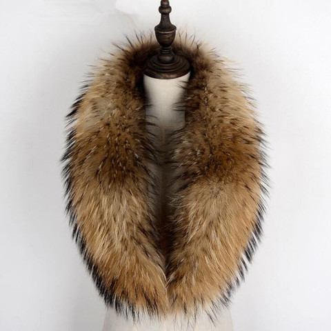 100% Genuine Raccoon Fur Collar Scarf For Coat Detachable Natural Raccoon Fur Scarf For Women Real Fur Collar Neck Warmer ► Photo 1/5