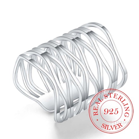 2022 New Retro Antique Open Weave Finger Ring Real 925 Sterling Silver Thumb Rings for Women Ladies Fashion Bohemian Jewelry ► Photo 1/5