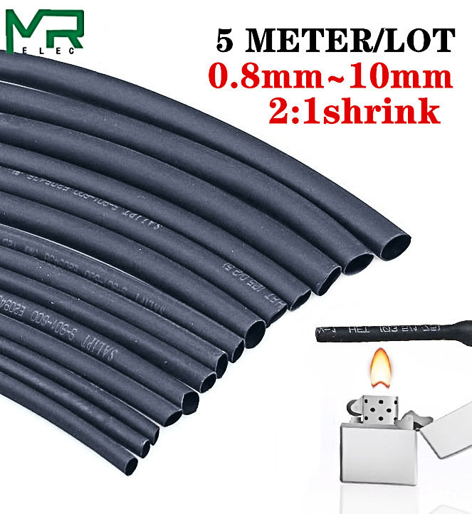 5Meters Φ10mm 2:1 Clear Heatshrink Tube Sleeving Cable Heat Shrink Tubing Wrap 
