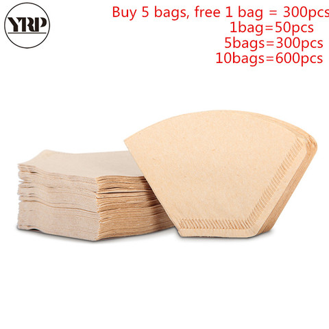 YRP 50Pcs/Bag Wooden Original Hand Drip Paper Coffee V60 Fan-shaped Filter espresso Coffee filters Packs Tea Bag Strainer Filter ► Photo 1/6