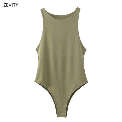 New 2022 Women sexy sleeveless solid color slim bodysuits female chic o neck soft blouse brand office wear playsuits tops LS6718 ► Photo 1/6