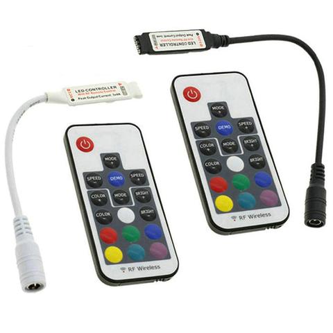 Mini Led RGB Remote Controller DC 5V-24V 17 keys RF Wireless Dimmer For LED Strip Lights 4 Pin Connection Black White ► Photo 1/6