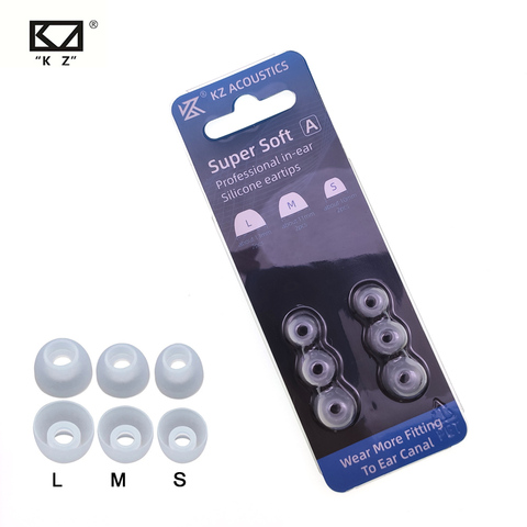 KZ Original 3Pair(6pcs) Noise Isolating Comfortable Transparent Silicone TWS Ear Tips Pads Earbuds For In Earphone Headphones ► Photo 1/6