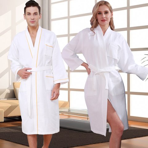 40-110KG Women 100% Cotton Kimono Waffle Towel Bath Robe Sucking Water Terry Bathrobe Long Dressing Gown Plus Size Men Sleepwear ► Photo 1/6