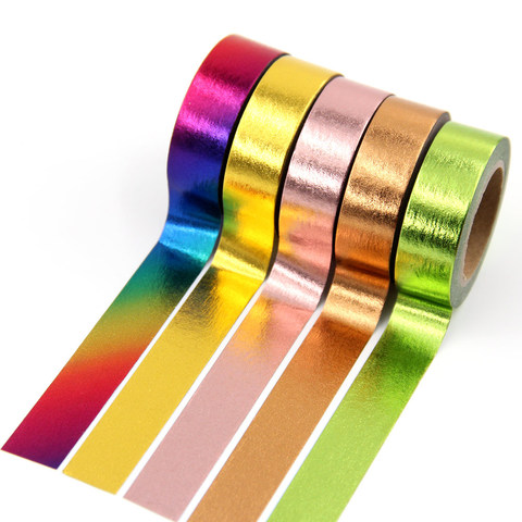1X 15mm*10m Gold Foil Washi Tape Silver/Gold/Bronze/Rose/Green/purple Color Japanese Kawaii DIYScrapbooking Tools Masking Tape ► Photo 1/6
