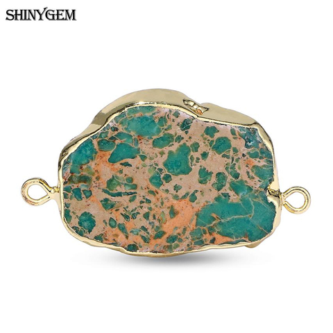 ShinyGem Irregular Sea Sediment Stone Connectors For Jewelry Making Accessories Gold Plated Natural Gem Stone Bangle Connector ► Photo 1/6