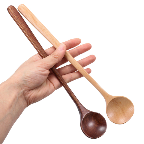 1pc Long Spoons Wooden Korean Style 10.9 inches  Natural Wood Long Handle Round Spoons for Soup Cooking Mixing Stirr Tableware ► Photo 1/6