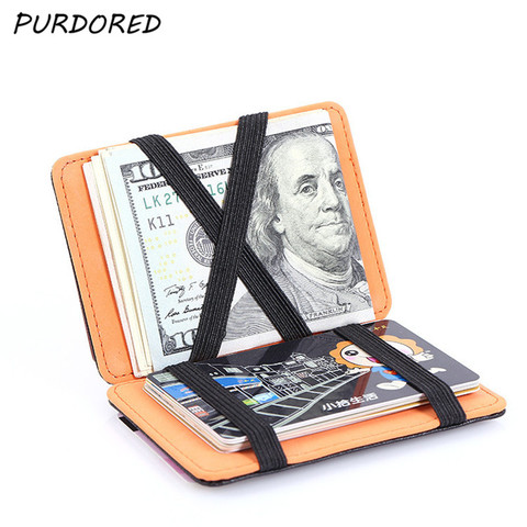 PURDORED 1 Pc Magic RFID Card Holder PU Leather Men Credit Card Holder Business ID Card Wallet Case To Protect Cards Tarjetero ► Photo 1/6