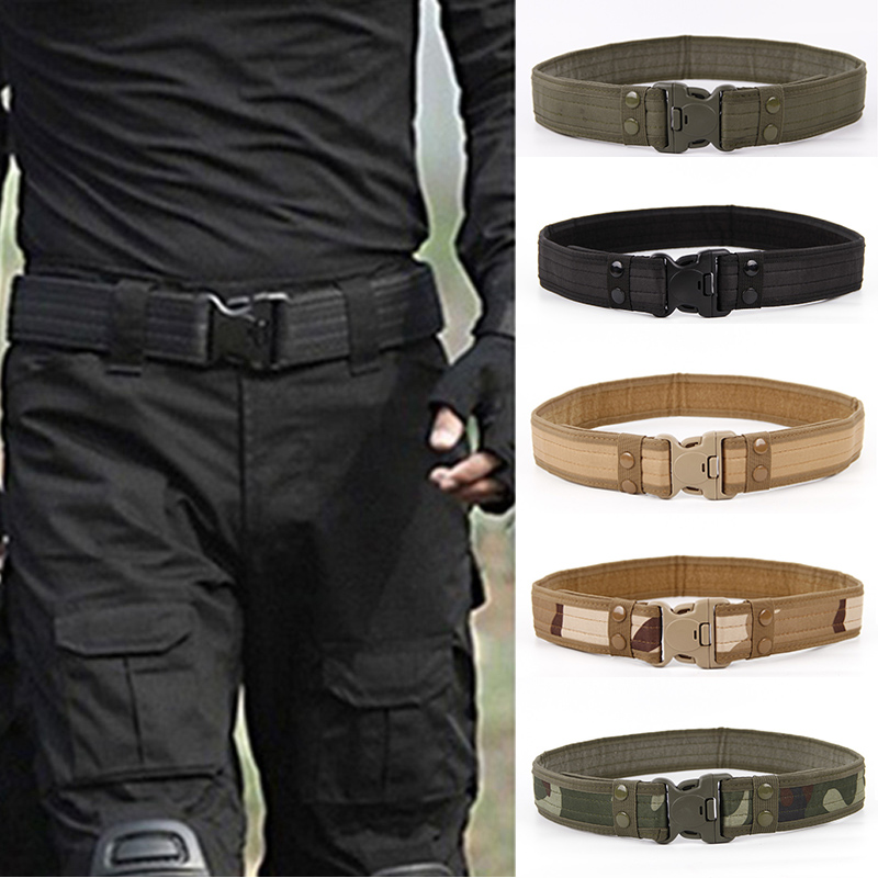 Black Tactical Heavy Duty Men's Military Belt Nylon Canvas Army Belts Waistband