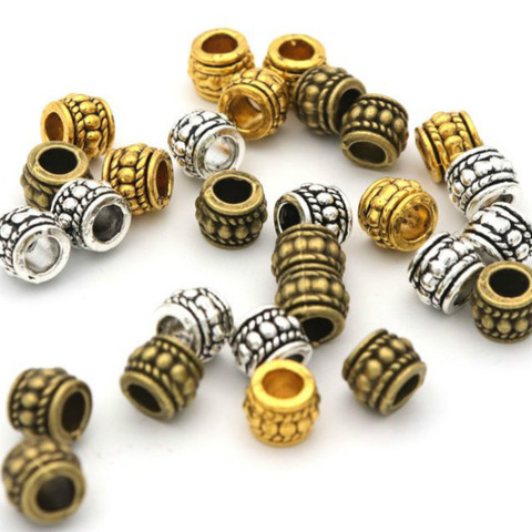 8x6 Tibetan Silver Gold Bronze Color Big Hole Tube Metal Round Wheel Spacer Beads For Jewelry Making Needlework Wholesale Supply ► Photo 1/6