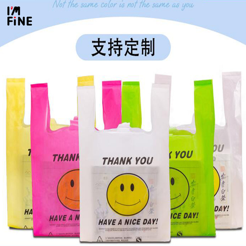 50pcs Popular Useful Plastic Shopping Bag Transparent Shopping Bag Supermarket Plastic Bags With Handle Food Packaging pouches ► Photo 1/1
