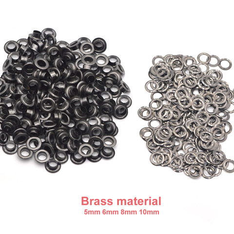 100sets Brass Material Gun Black 5mm 6mm 8mm 10mm Grommet Eyelet With Washer Fit Craft Shoes Belt Cap Leather DIY Supplies ► Photo 1/6