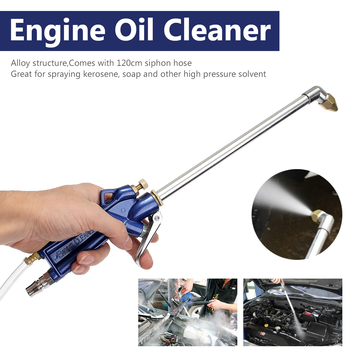 400mm Engine Oil Cleaner Tool Car Auto Water Cleaning Gun Pneumatic Tool with 120cm Hose Machinery Parts Alloy Engine Care ► Photo 1/6