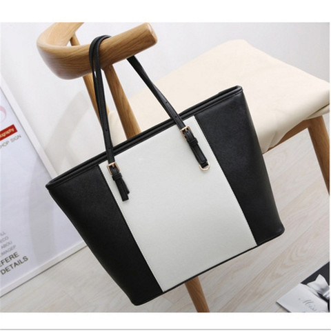 Bag  Fashion Women Leather Handbag Brief Shoulder Bags Black White Large Capacity Luxury Handbags Tote Bags Design Bolsos ► Photo 1/6