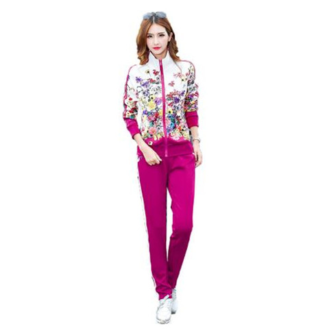 Plus Size L-6XL Tracksuit Two Piece Outfits Women Long Sleeve Top and Long Pants Autumn Fashion Floral Print Women Set Sportwear ► Photo 1/6