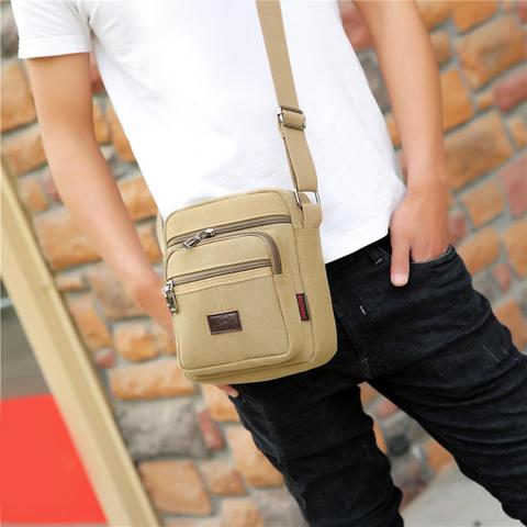 Canvas Crossbody Shoulder Bag Men Zipper Casual Travel Office Vintage Male Messenger Pack ► Photo 1/6